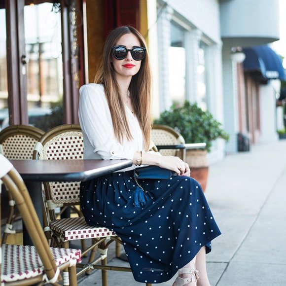 J. Crew Dresses & Skirts - JCrew High Waisted Navy Dot COTTAGECORE Midi Skirt
